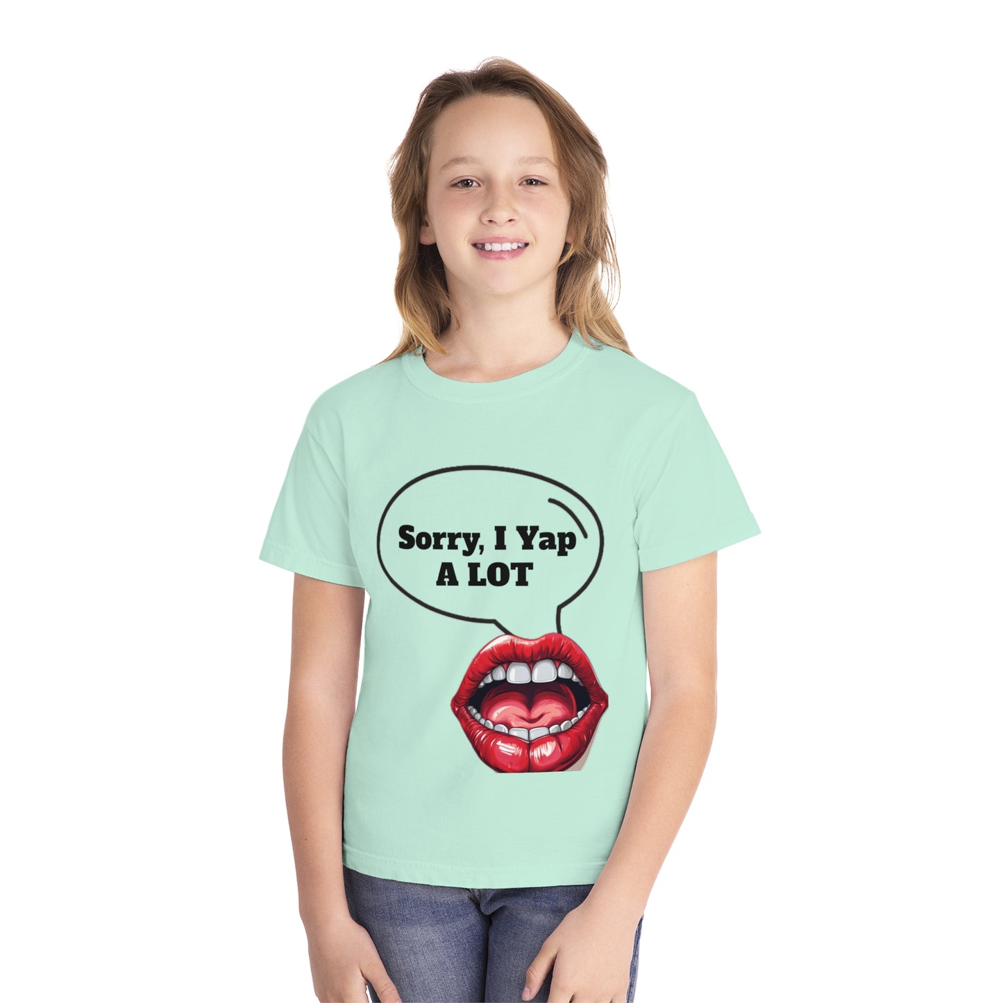 Youth “Sorry, I Yap A LOT” T-Shirt – Funny Graphic Tee for Talkative Kids | Soft Midweight Cotton Shirt