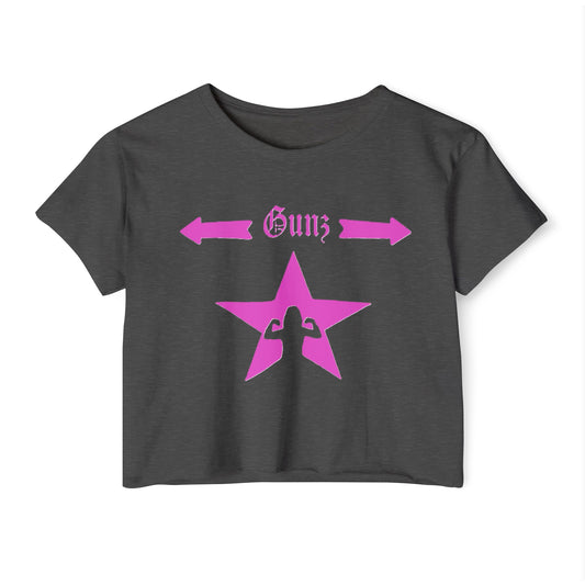 Women’s Pink Star Festival Crop Top – Trendy Music Lover’s Shirt | Stylish Summer Concert & Party Tee