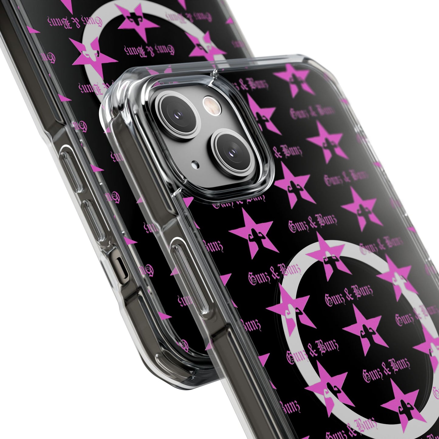 Gunz & Bunz Magnetic Clear Impact Phone Case - Bold Star Design, Perfect for Fitness Enthusiasts