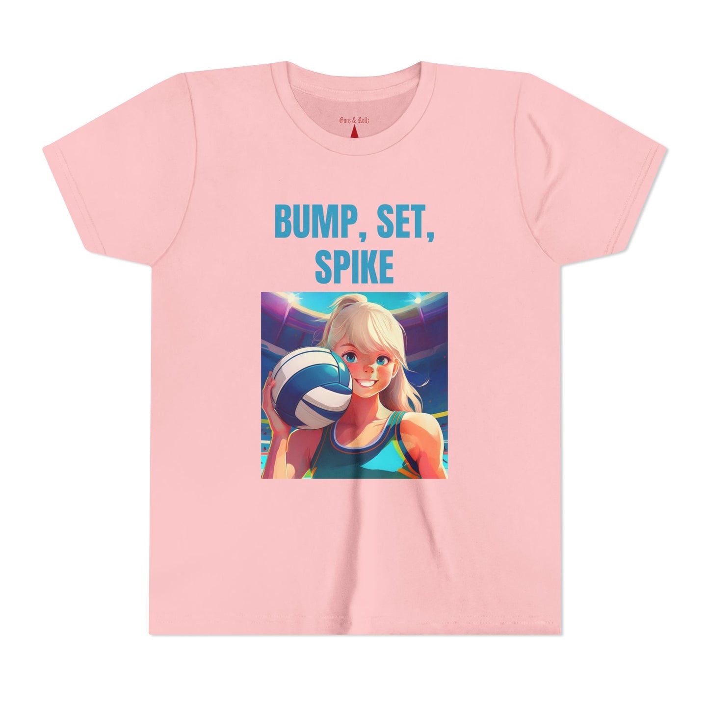 Youth Volleyball “Bump, Set, Spike” T-Shirt – Fun Sports Graphic Tee for Young Athletes | Soft Cotton Short Sleeve