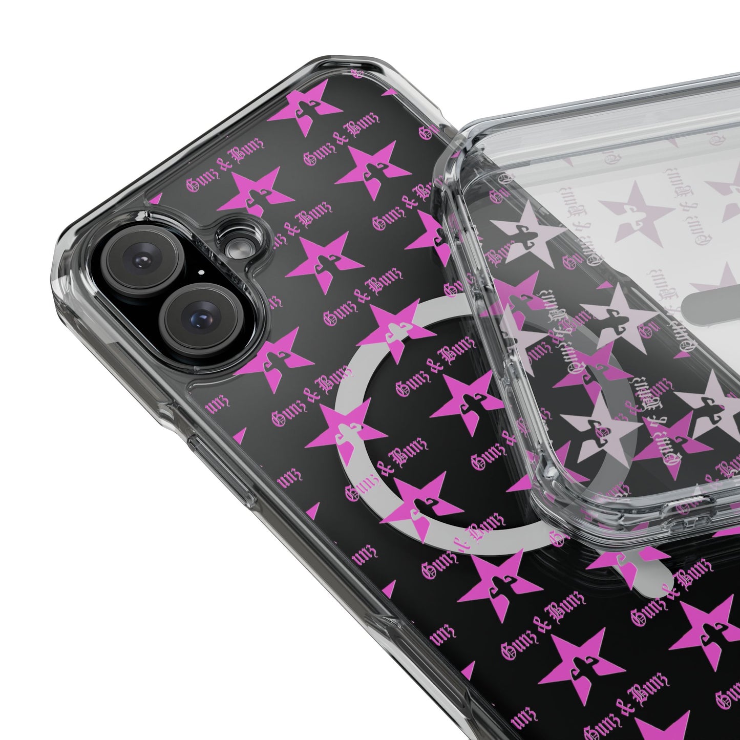 Gunz & Bunz Magnetic Clear Impact Phone Case - Bold Star Design, Perfect for Fitness Enthusiasts