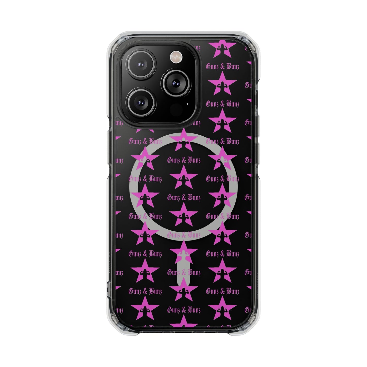 Gunz & Bunz Magnetic Clear Impact Phone Case - Bold Star Design, Perfect for Fitness Enthusiasts