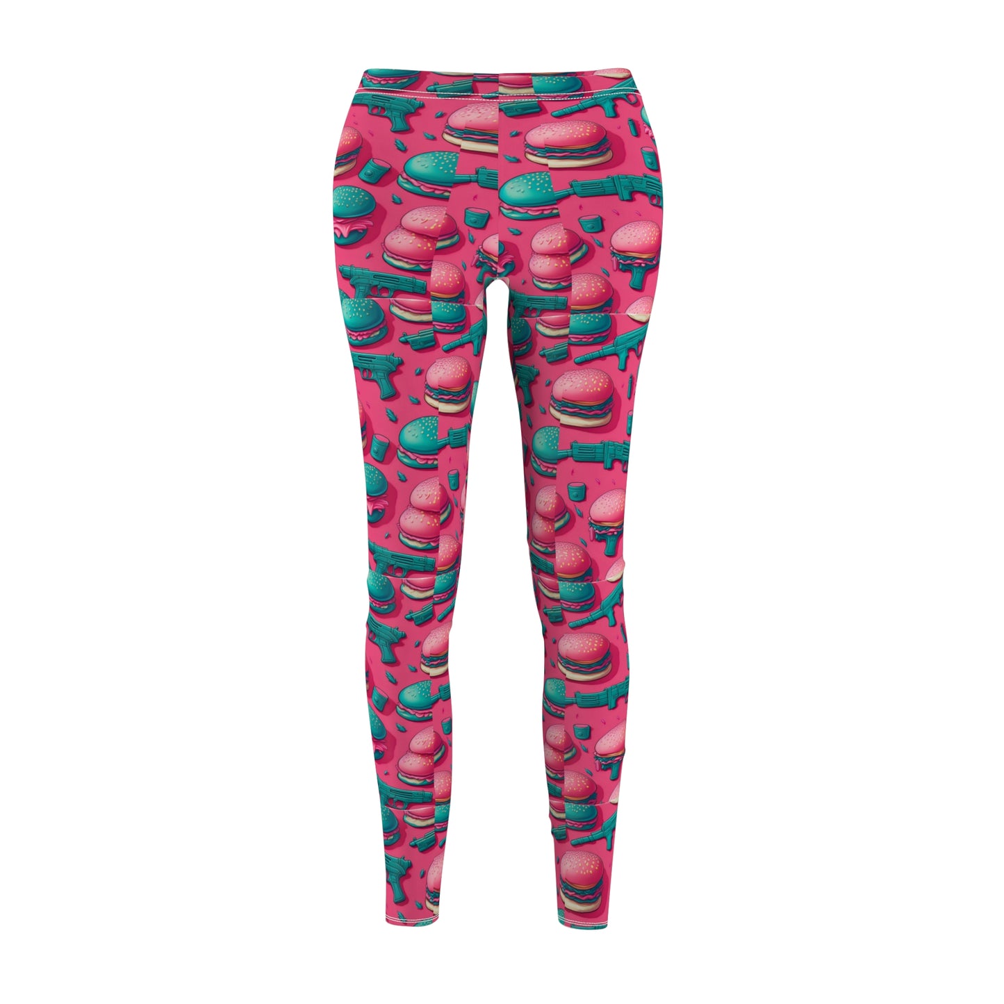Bunz & Gunz Print Leggings for Women – Playful Burger & Gun Pattern | Funky, Comfortable Activewear