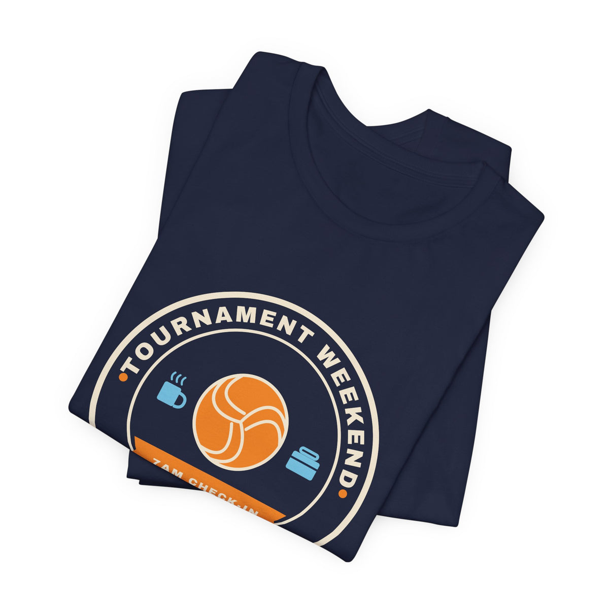 Tournament Weekend Survival Crew Volleyball t-shirt in Navy, folded