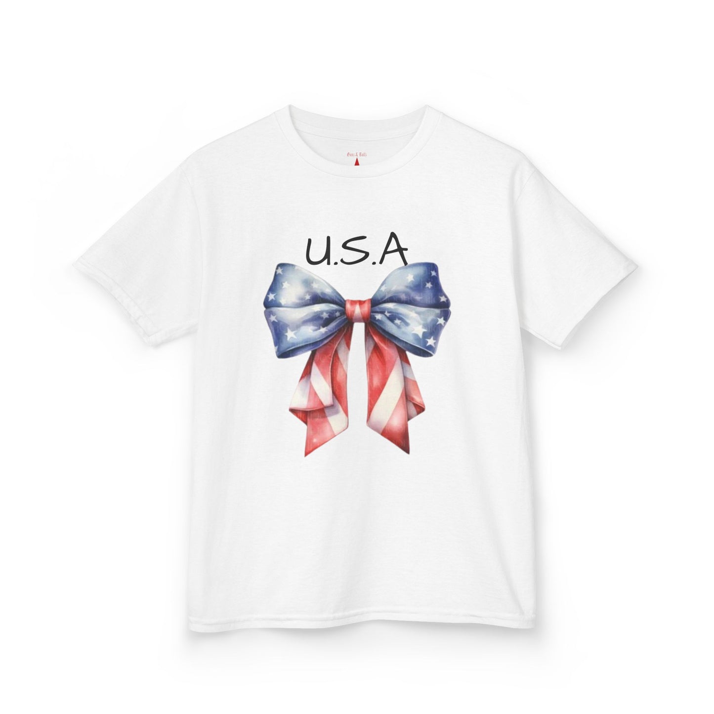 Patriotic Kids Tee - USA Bow Design, Independence Day Shirt, 4th of July Outfit, Kids' T-Shirt, American Pride Apparel