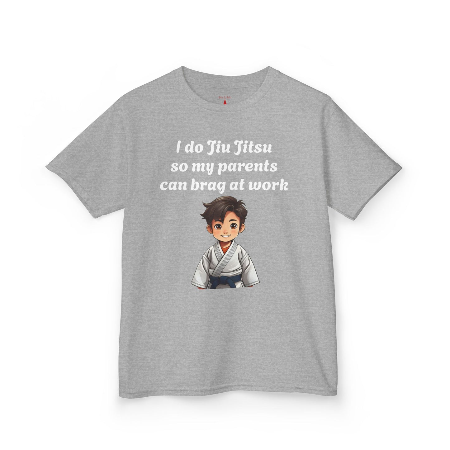 Kids “Brag-Worthy” Jiu-Jitsu Tee – I Roll So They Can Brag