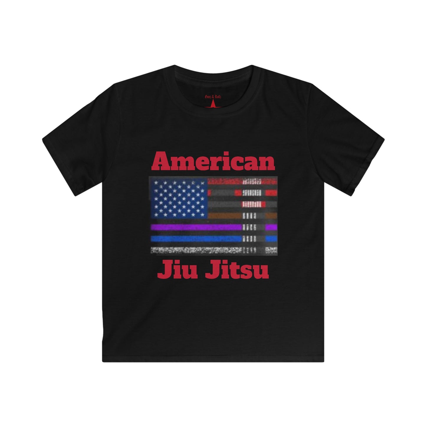 American Jiu Jitsu Kids Softstyle Tee - USA Flag Design
