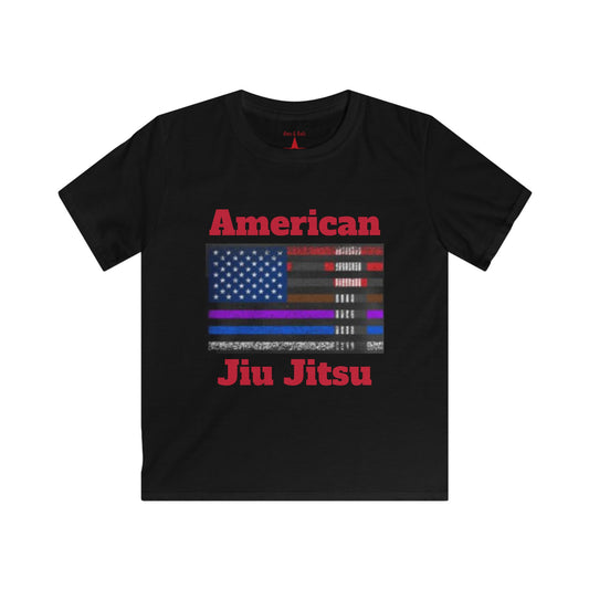 American Jiu Jitsu Kids Softstyle Tee - USA Flag Design