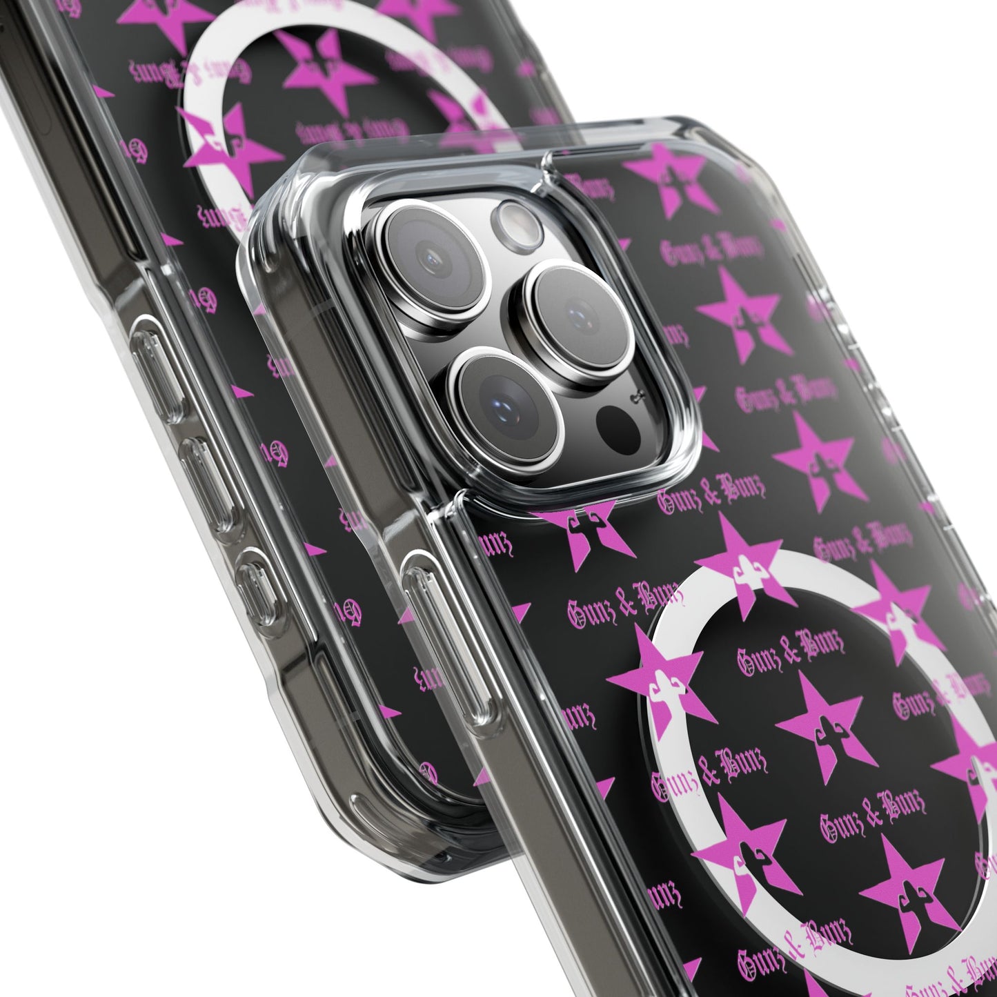 Gunz & Bunz Magnetic Clear Impact Phone Case - Bold Star Design, Perfect for Fitness Enthusiasts
