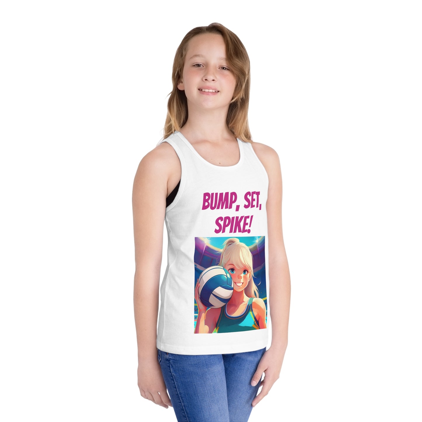 Kid's Jersey Tank Top - Bump, Set, Spike! Volleyball Design