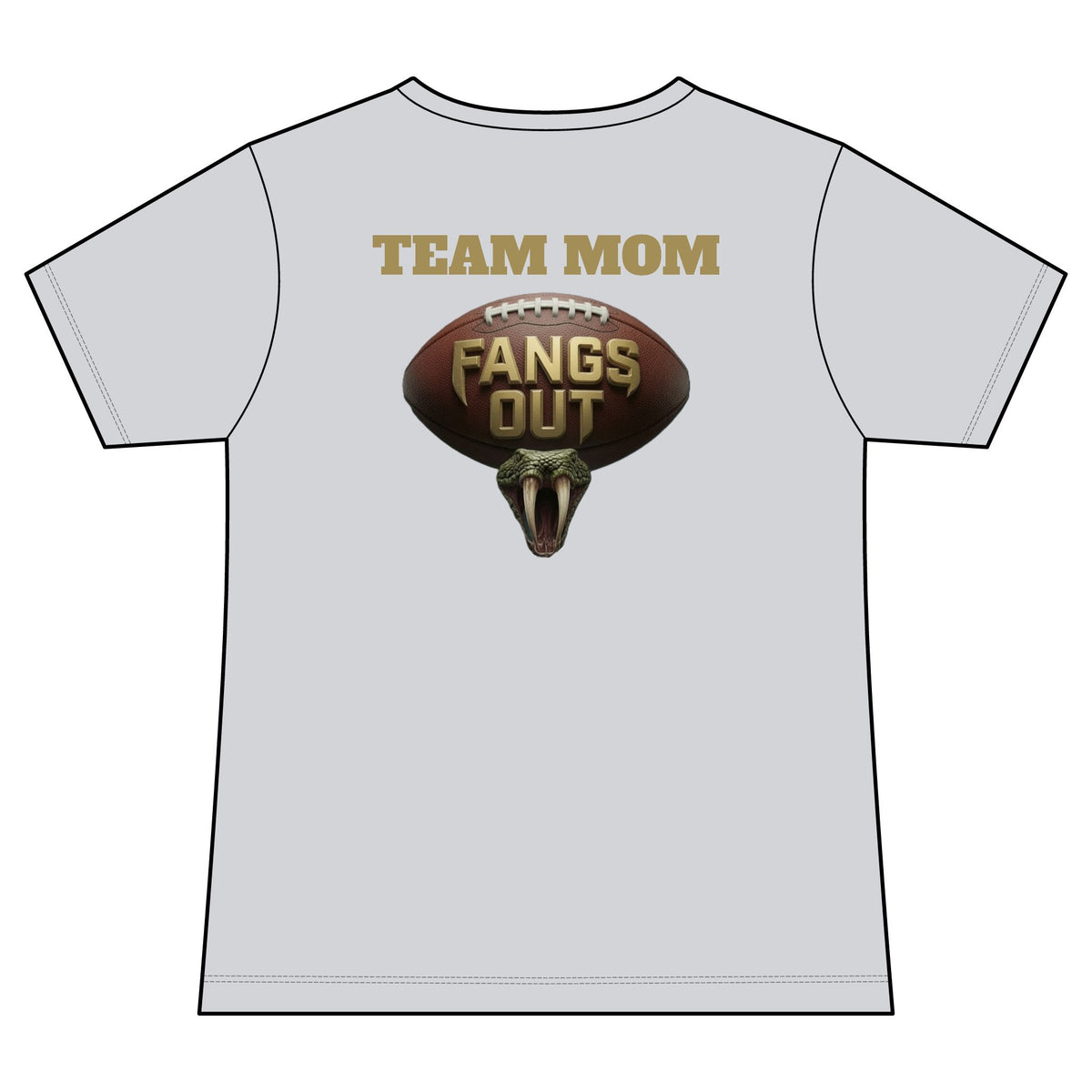 Copperheads Youth Football Team Mom V-Neck Tee — “Fangs Out” Front Logo