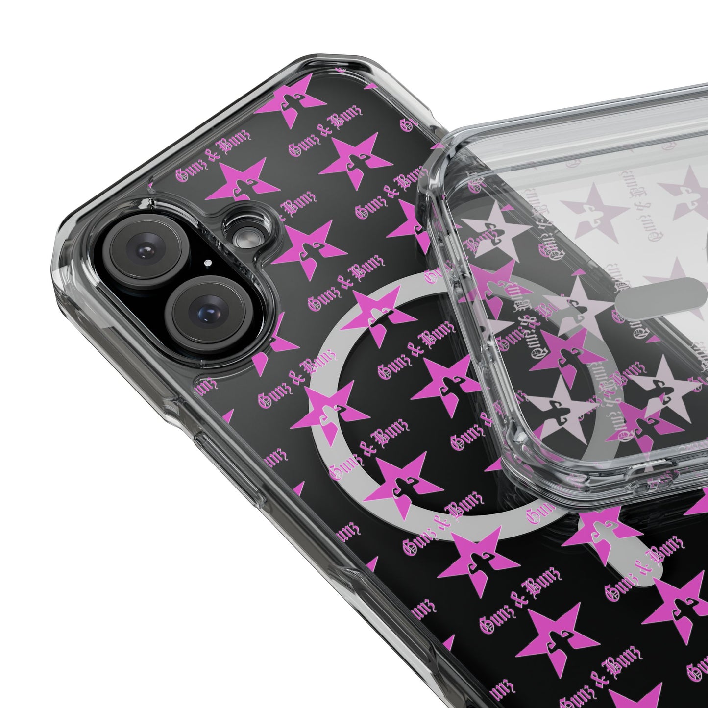 Gunz & Bunz Magnetic Clear Impact Phone Case - Bold Star Design, Perfect for Fitness Enthusiasts