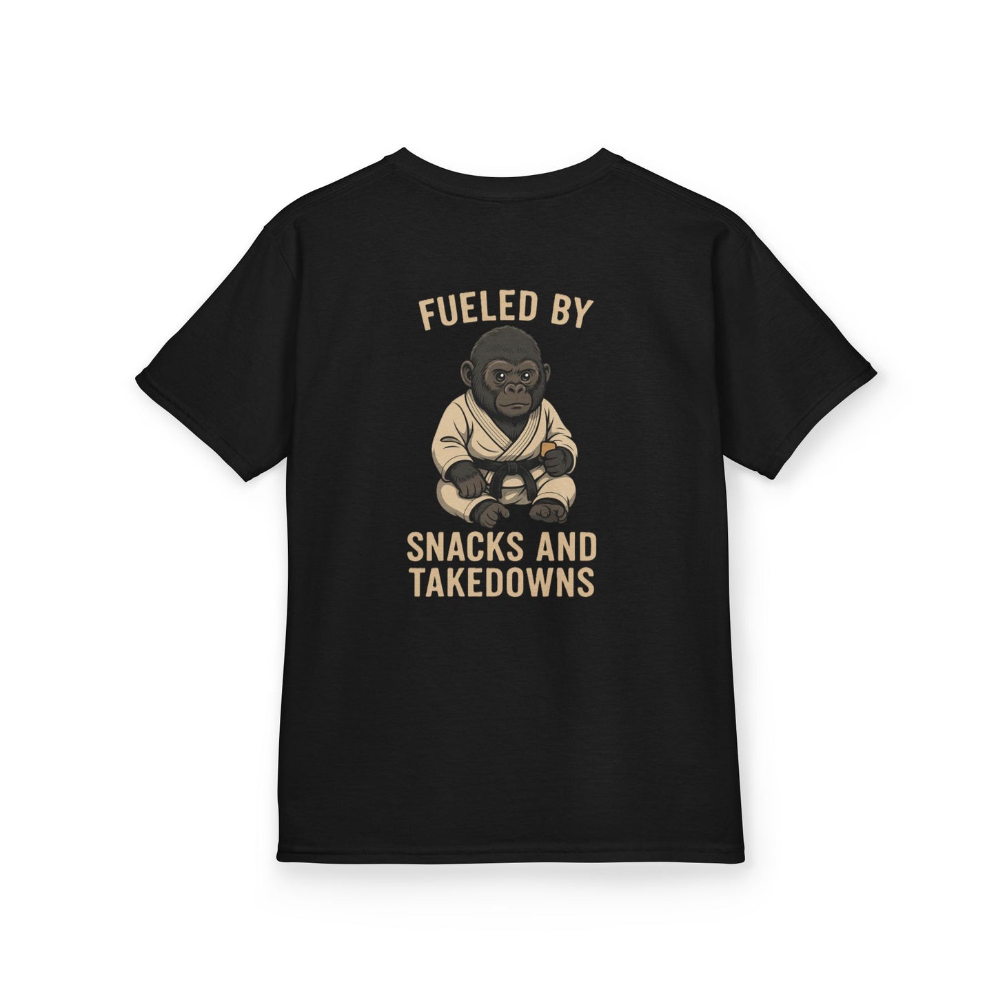 Kids “Fueled by Snacks and Takedowns” Gorilla Jiu-Jitsu Tee