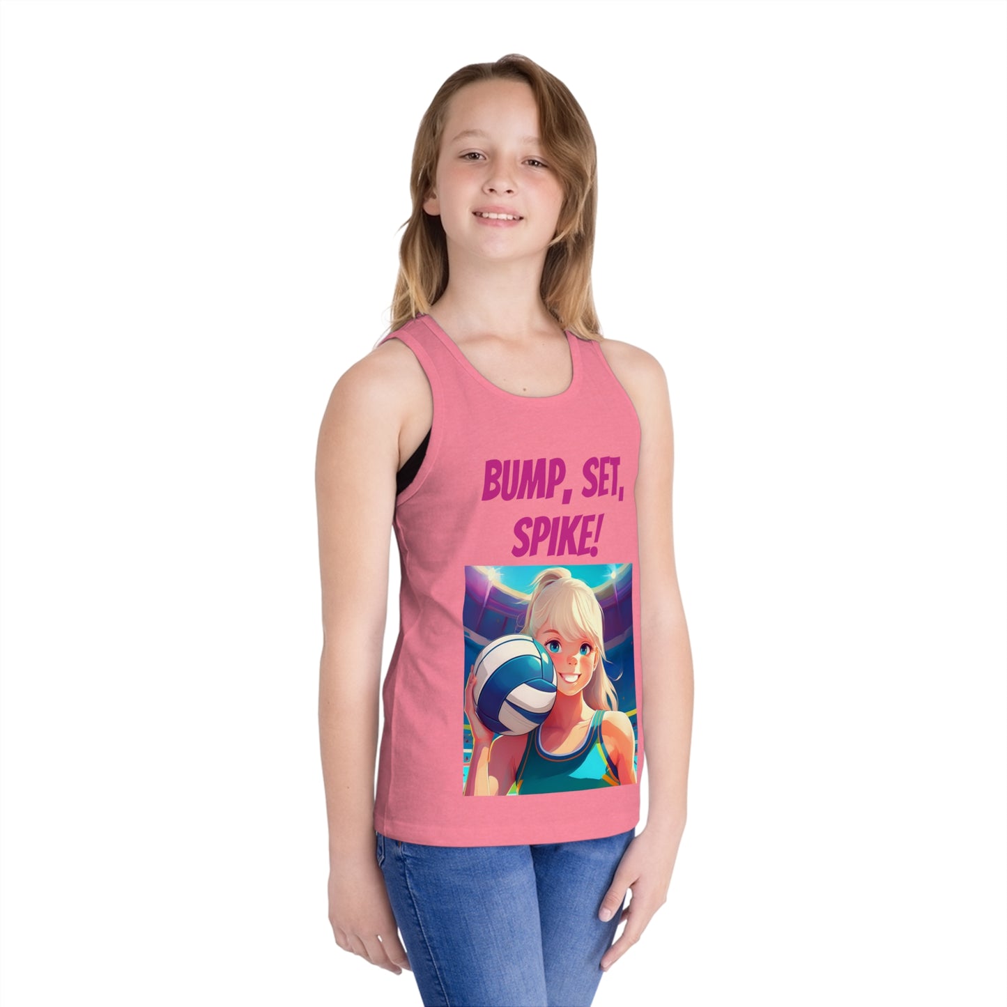 Kid's Jersey Tank Top - Bump, Set, Spike! Volleyball Design