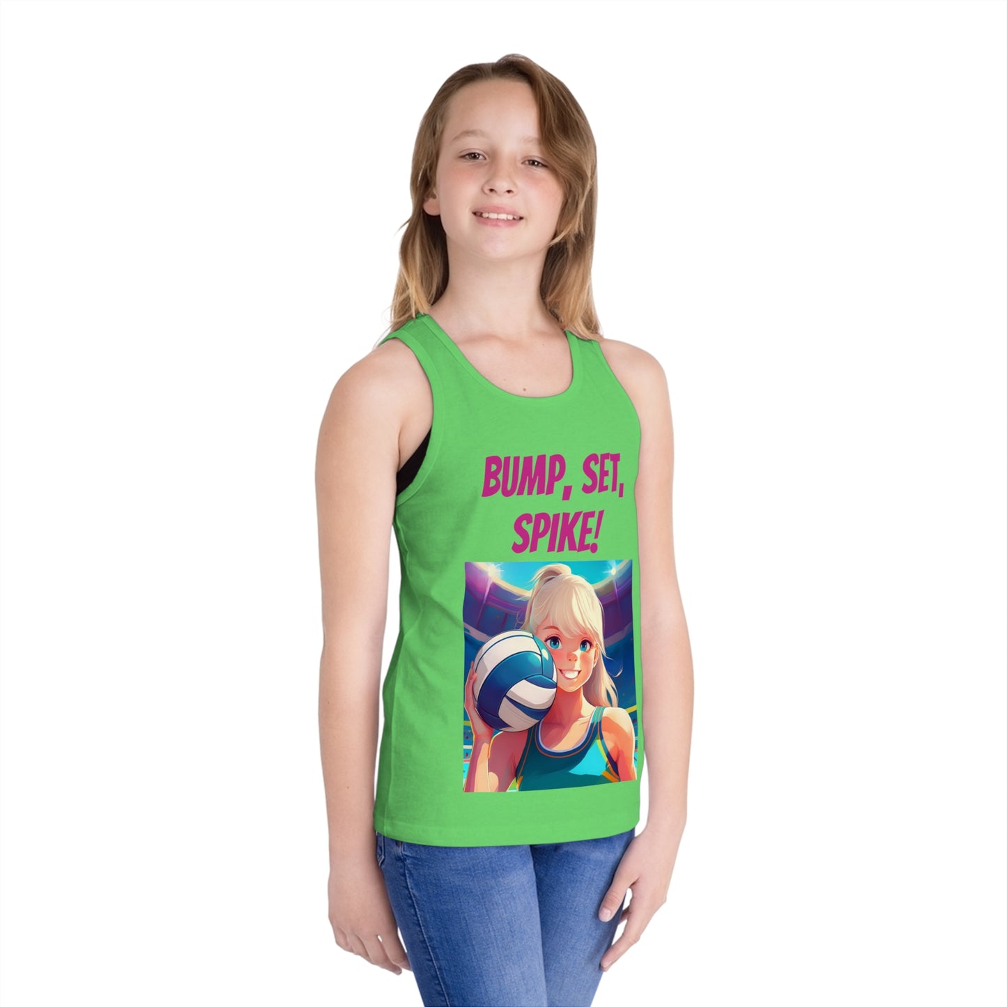 Kid's Jersey Tank Top - Bump, Set, Spike! Volleyball Design