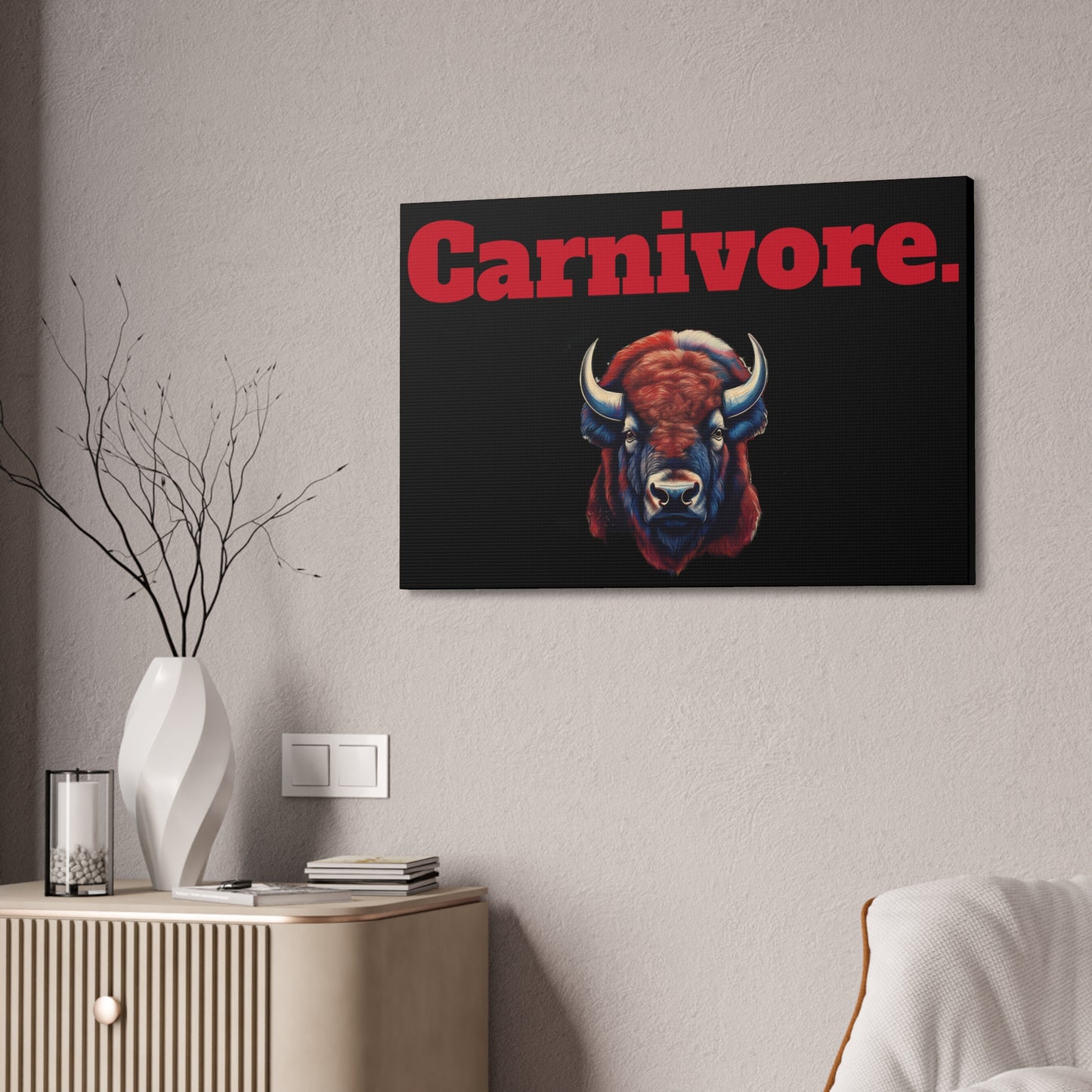 Carnivore Wall Art Canvas – Bold Bison Design for Meat Lovers | Unique Home & Man Cave Decor