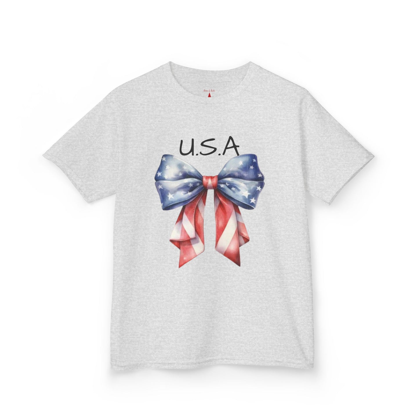 Patriotic Kids Tee - USA Bow Design, Independence Day Shirt, 4th of July Outfit, Kids' T-Shirt, American Pride Apparel