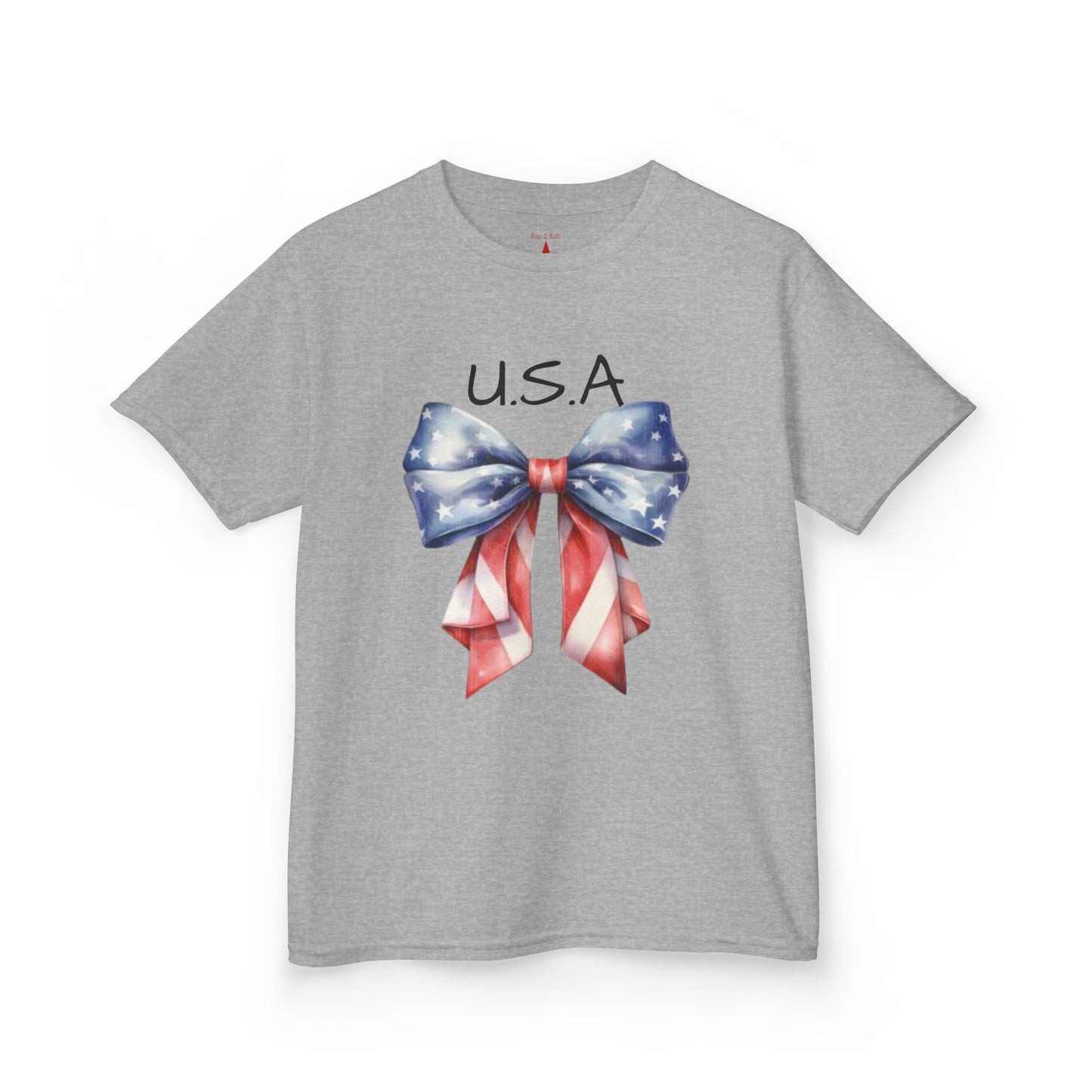 Patriotic Kids Tee - USA Bow Design, Independence Day Shirt, 4th of July Outfit, Kids' T-Shirt, American Pride Apparel