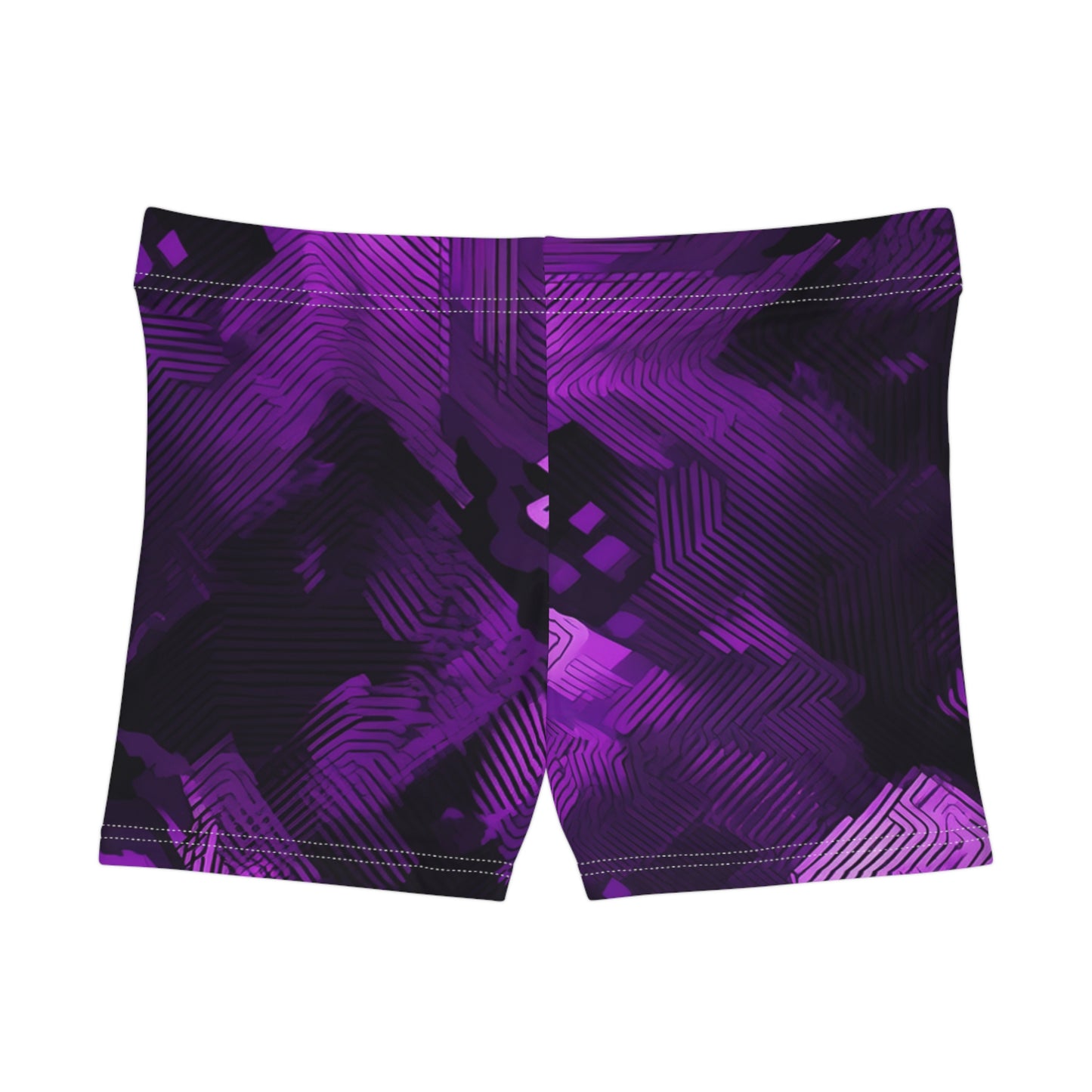 Women’s Purple Abstract Patterned Shorts – Soft Lightweight Activewear for Fitness, Beach, & Summer Style