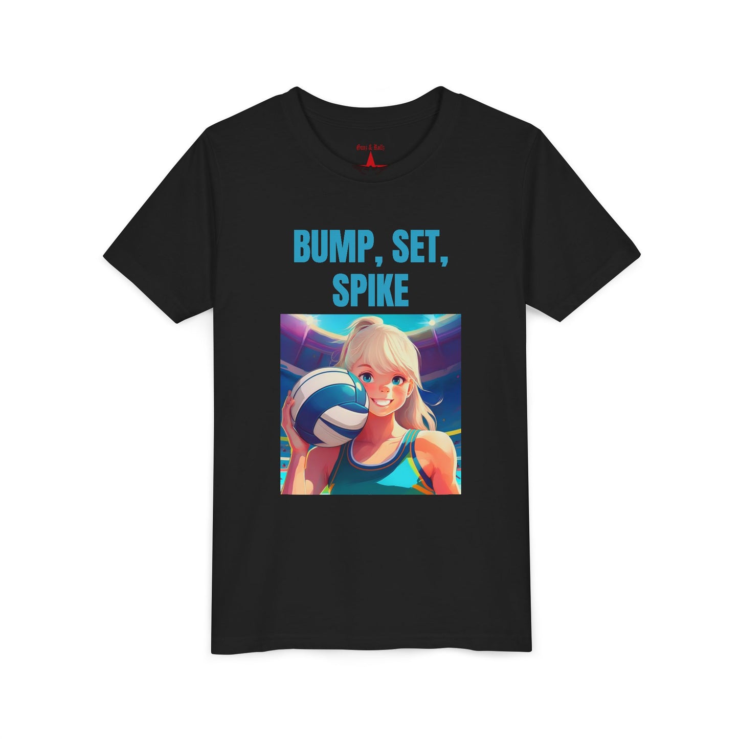Youth Volleyball “Bump, Set, Spike” T-Shirt – Fun Sports Graphic Tee for Young Athletes | Soft Cotton Short Sleeve