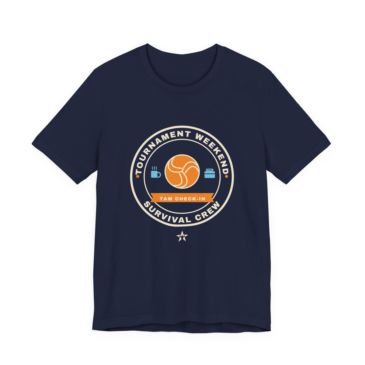 Tournament Weekend Survival Crew Volleyball t-shirt in Navy, front print
