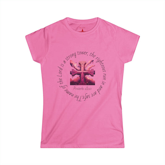 Jesus Cross Women’s Christian Tee – Faith-Inspired Softstyle Shirt, Stylish Gift for Believers