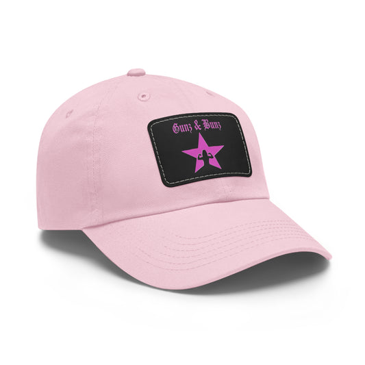 Guns & Bunz Leather Patch Hat – Stylish Chino Twill Dad Cap | Vintage Casual Everyday Hat for Men & Women