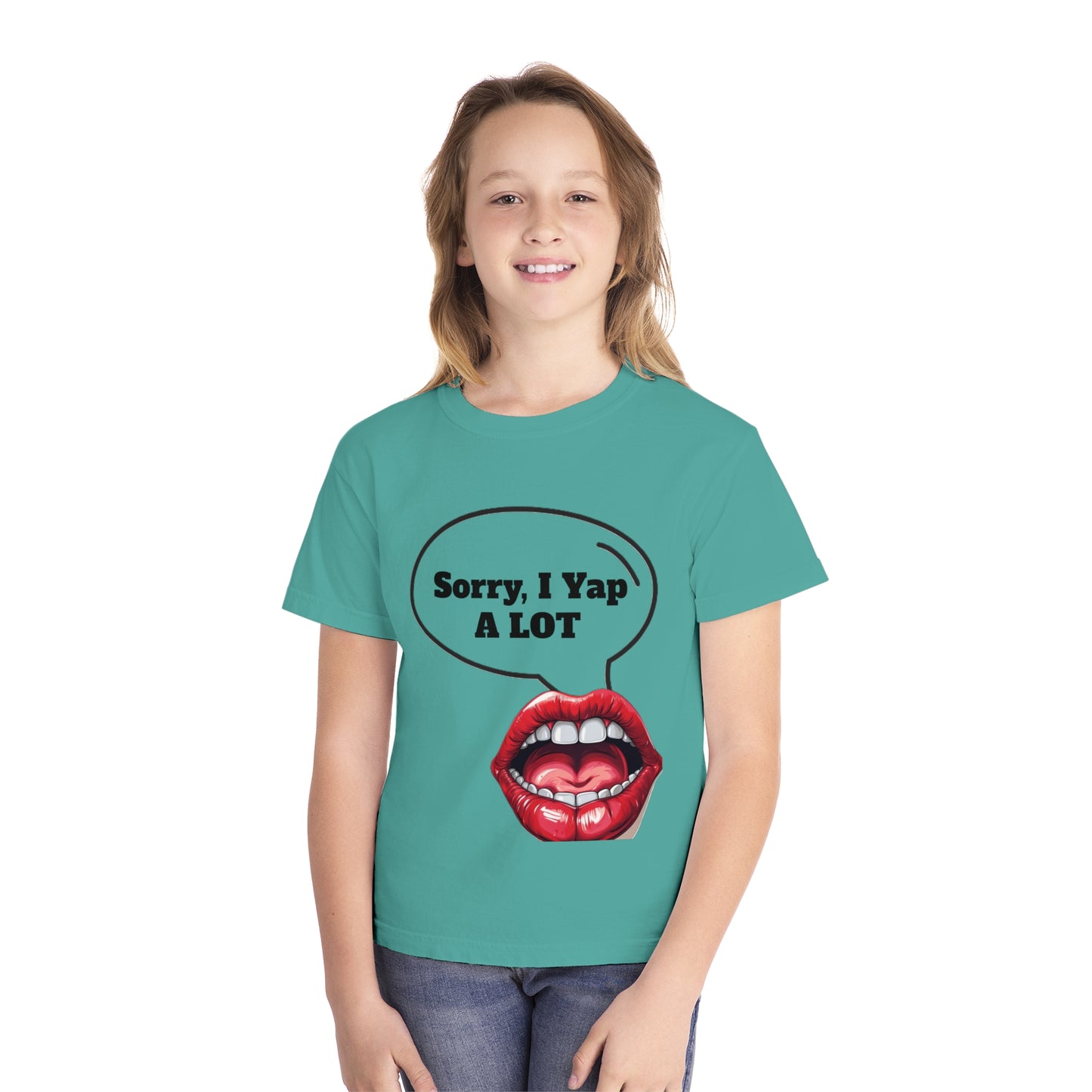 Youth “Sorry, I Yap A LOT” T-Shirt – Funny Graphic Tee for Talkative Kids | Soft Midweight Cotton Shirt