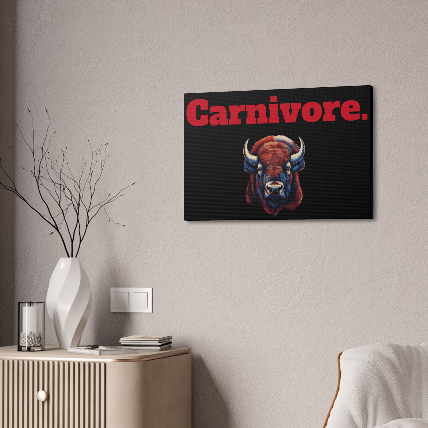 Carnivore Wall Art Canvas – Bold Bison Design for Meat Lovers | Unique Home & Man Cave Decor