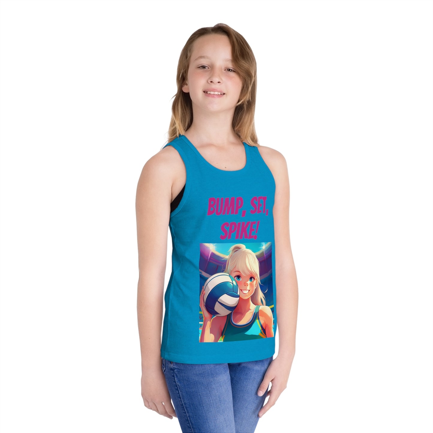 Kid's Jersey Tank Top - Bump, Set, Spike! Volleyball Design
