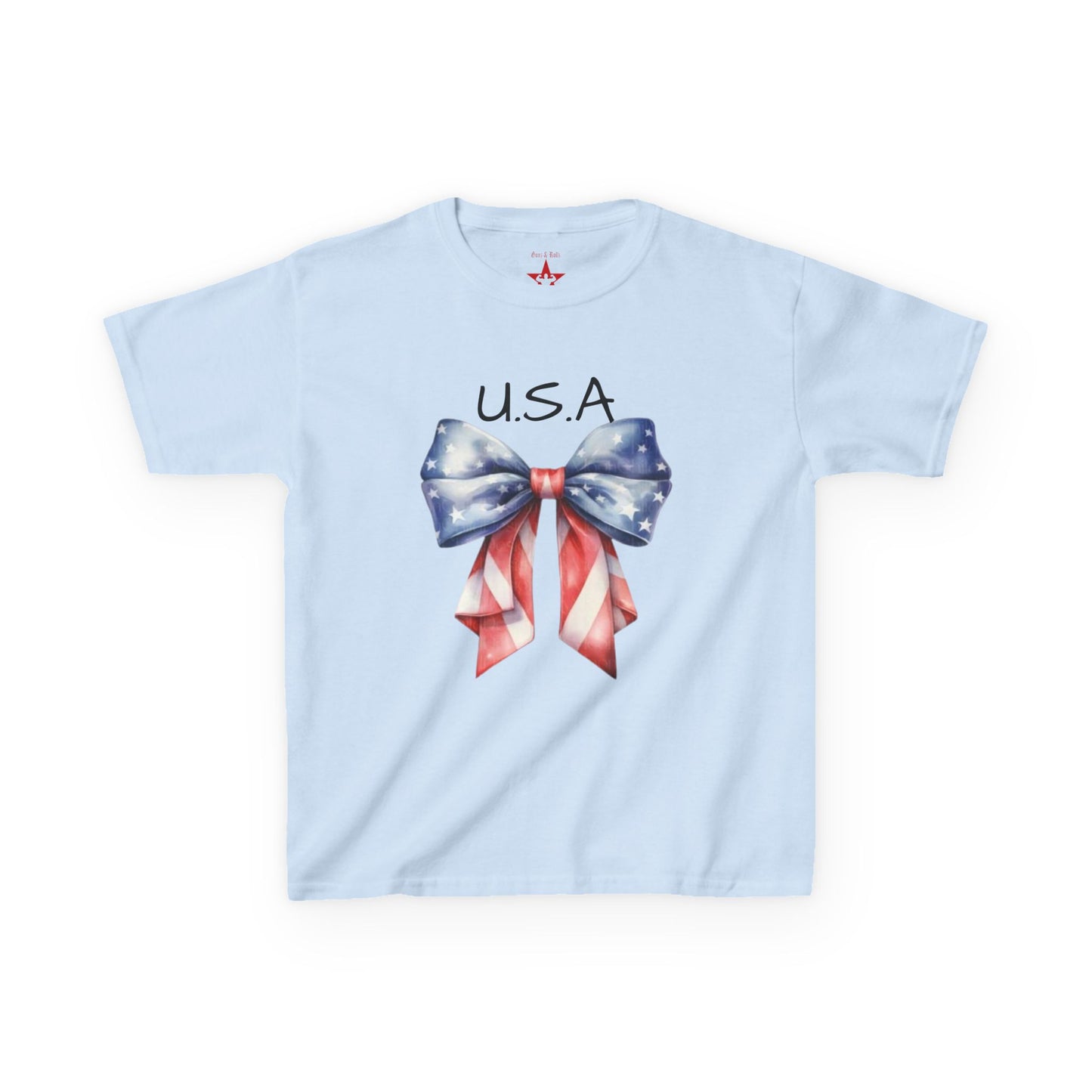 Patriotic Kids Tee - USA Bow Design, Independence Day Shirt, 4th of July Outfit, Kids' T-Shirt, American Pride Apparel