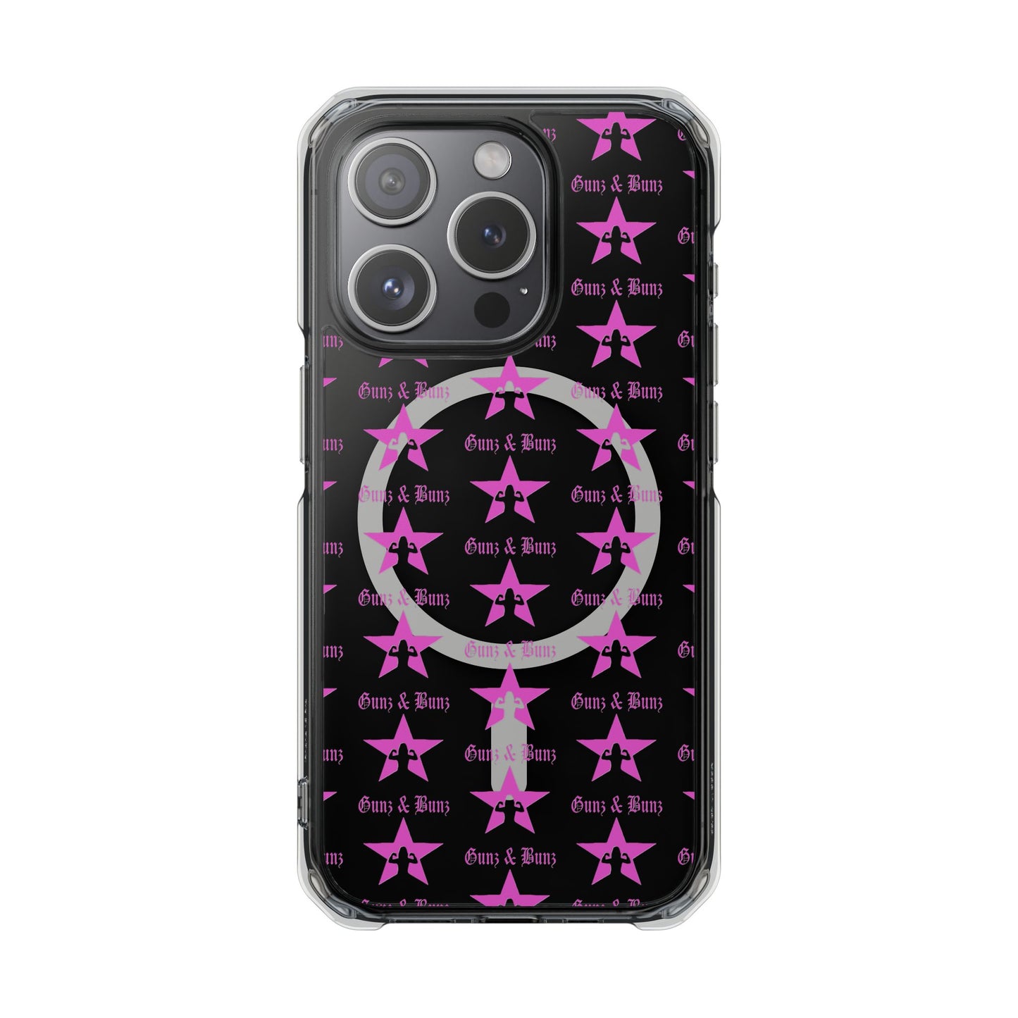 Gunz & Bunz Magnetic Clear Impact Phone Case - Bold Star Design, Perfect for Fitness Enthusiasts