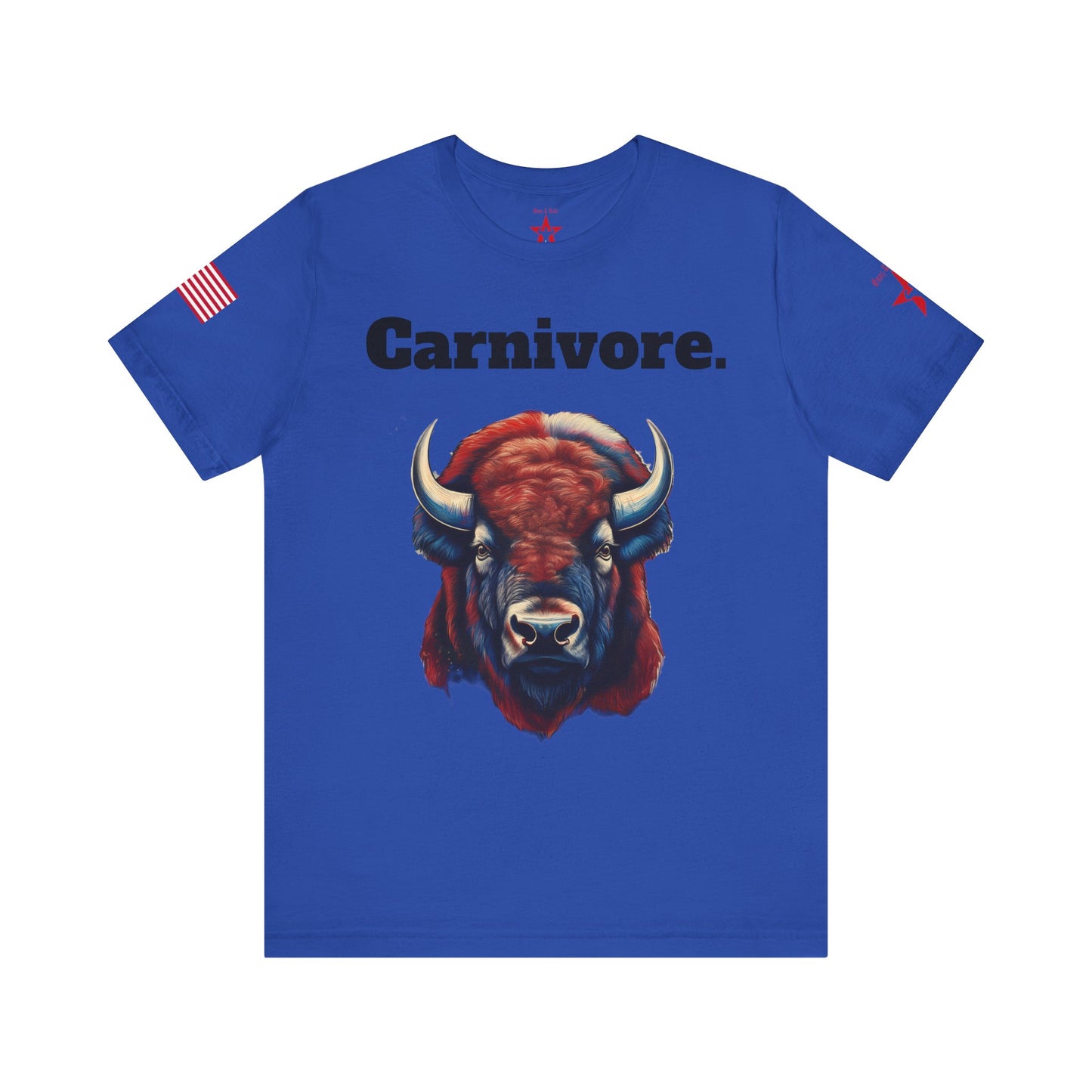 Patriotic Buffalo Carnivore Graphic Tee – Unisex Jersey Short Sleeve T-Shirt | Bold American Flag Bison Shirt