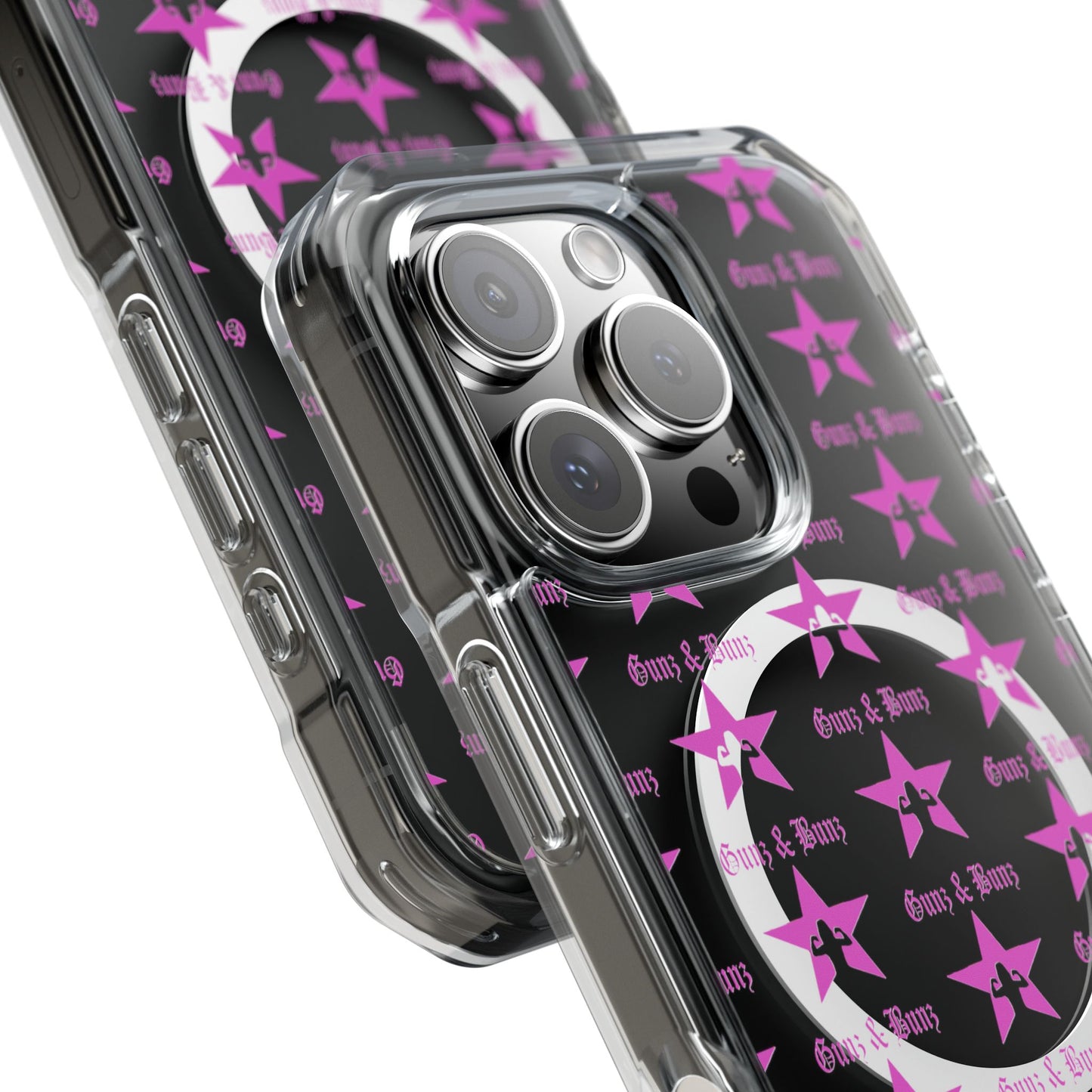 Gunz & Bunz Magnetic Clear Impact Phone Case - Bold Star Design, Perfect for Fitness Enthusiasts