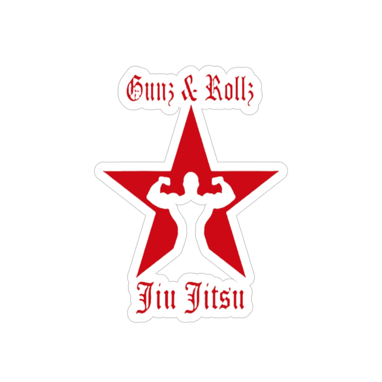 Gunz & Rollz Jiu Jitsu Sticker – Transparent Die-Cut Outdoor Decal for BJJ Fans | Car, Water Bottle & Gym Gear