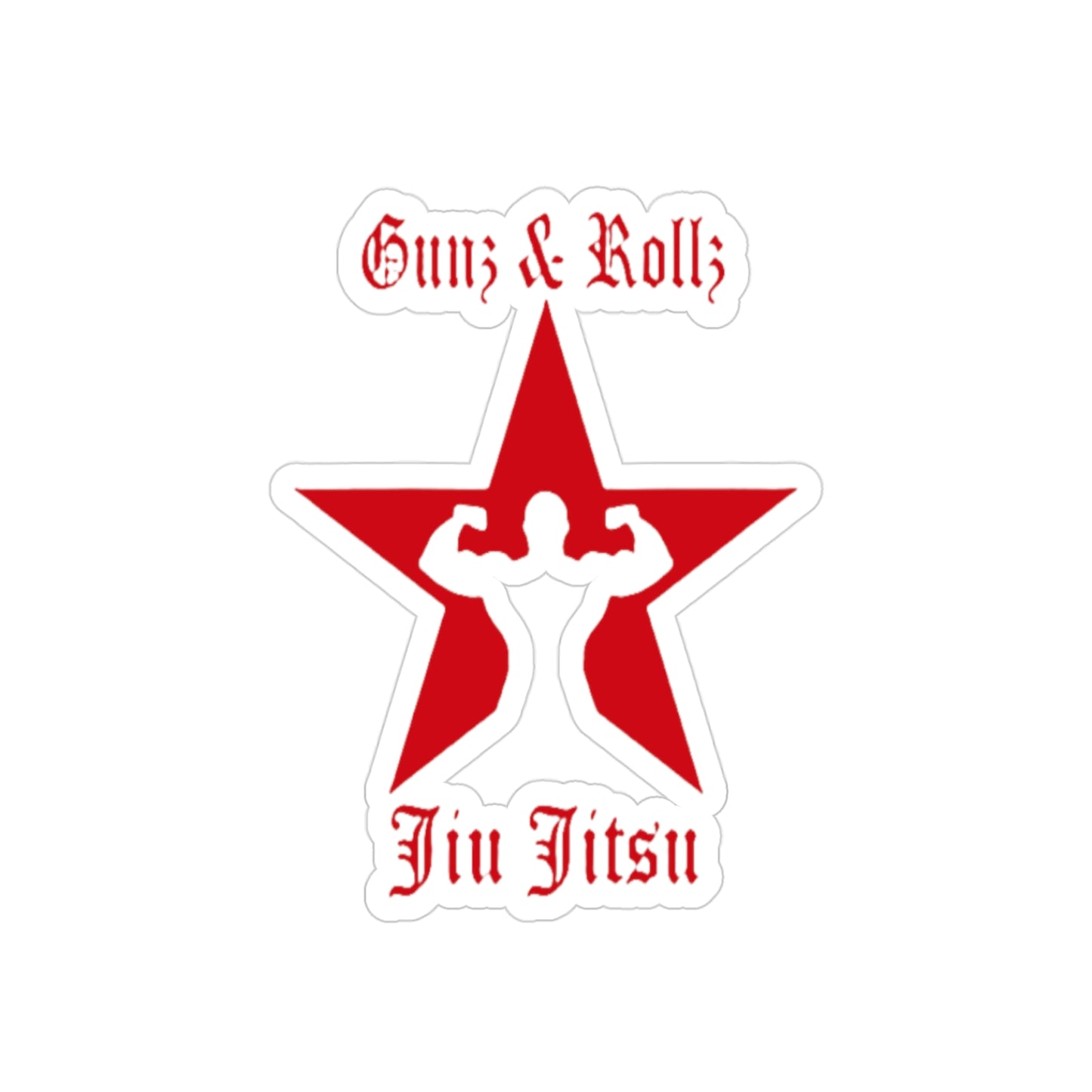 Gunz & Rollz Jiu Jitsu Sticker – Transparent Die-Cut Outdoor Decal for BJJ Fans | Car, Water Bottle & Gym Gear