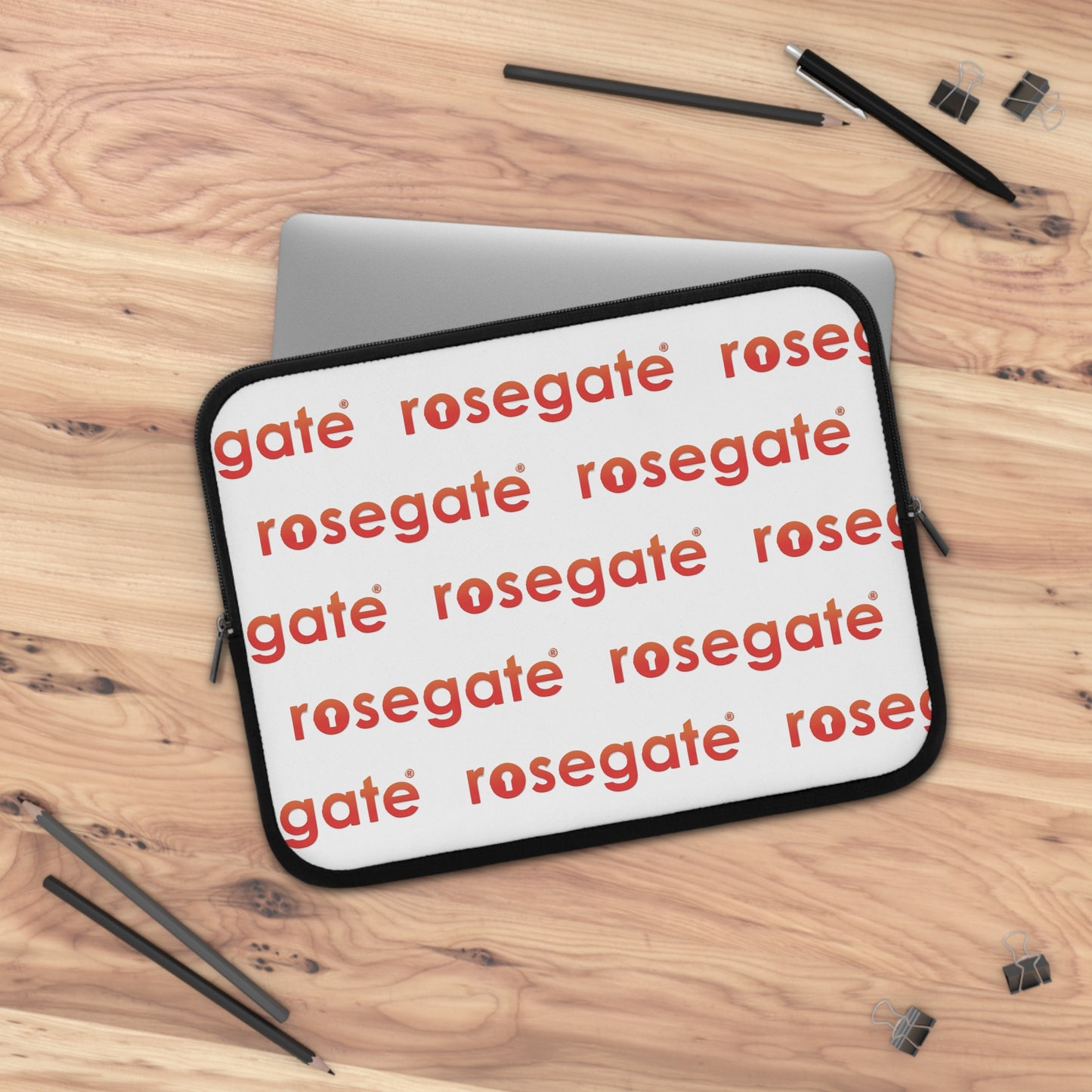 Rosegate Repeating Logo Laptop Sleeve — Branded Protective Case
