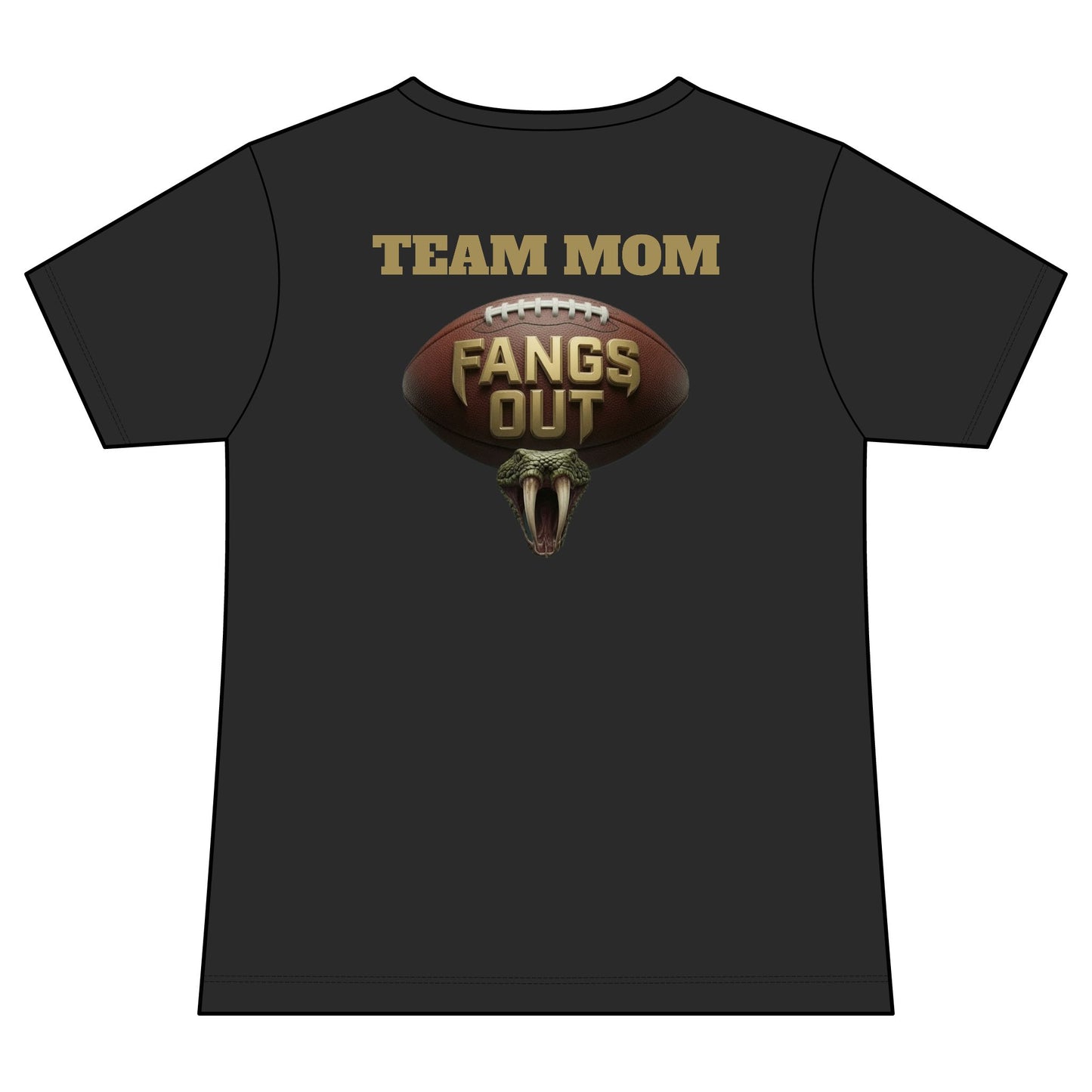 Copperheads Youth Football Team Mom V-Neck Tee — “Fangs Out” Front Logo