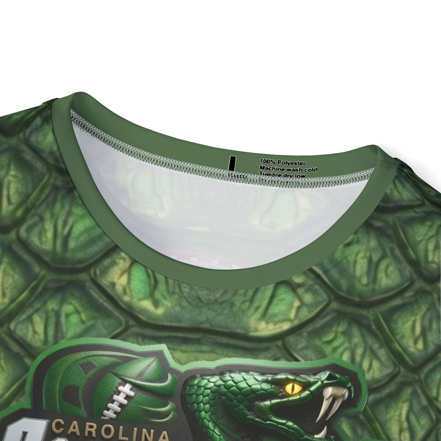 Copperheads 10U Football Jersey – Green Snake-Scale “Fangs Out” Athletic Tee