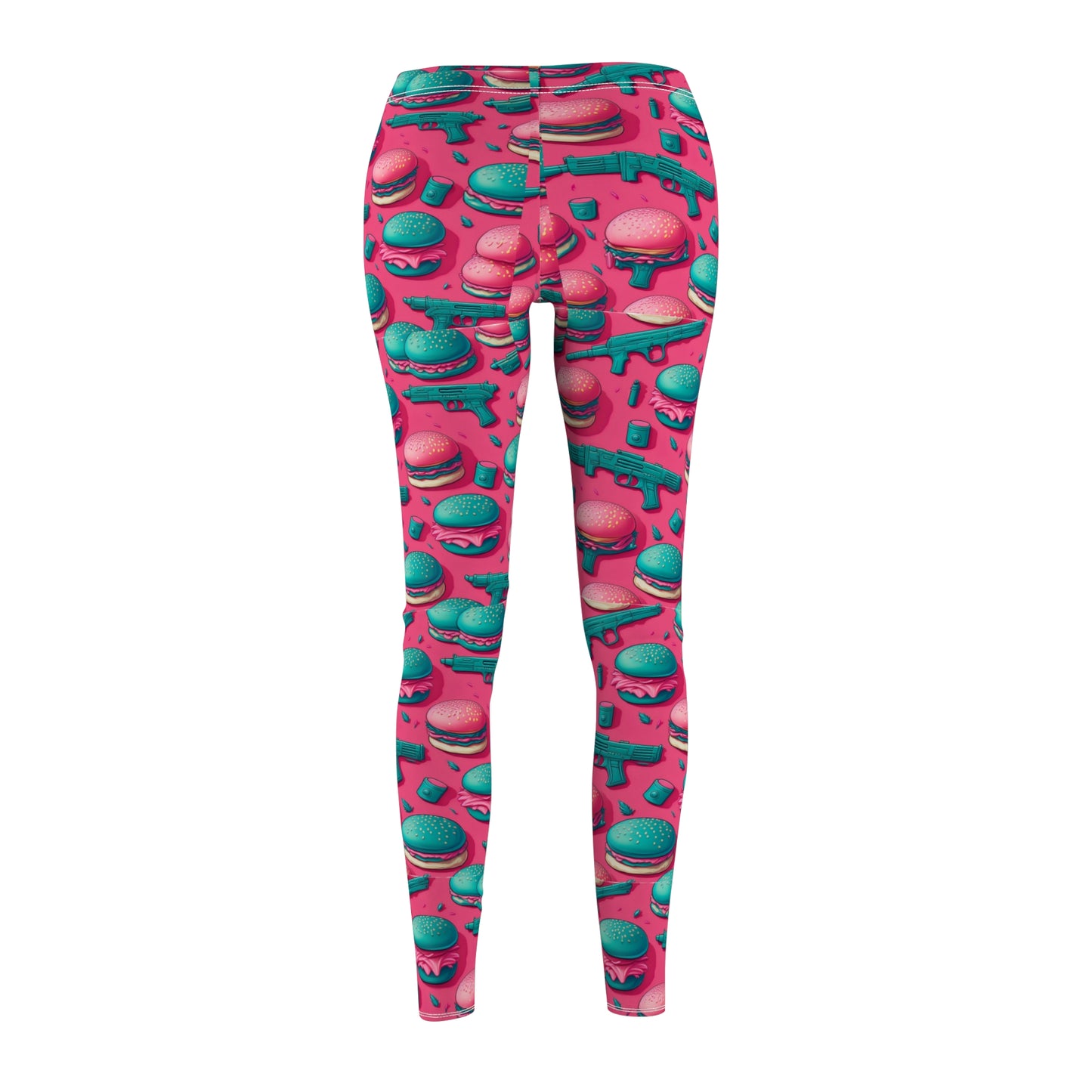 Bunz & Gunz Print Leggings for Women – Playful Burger & Gun Pattern | Funky, Comfortable Activewear