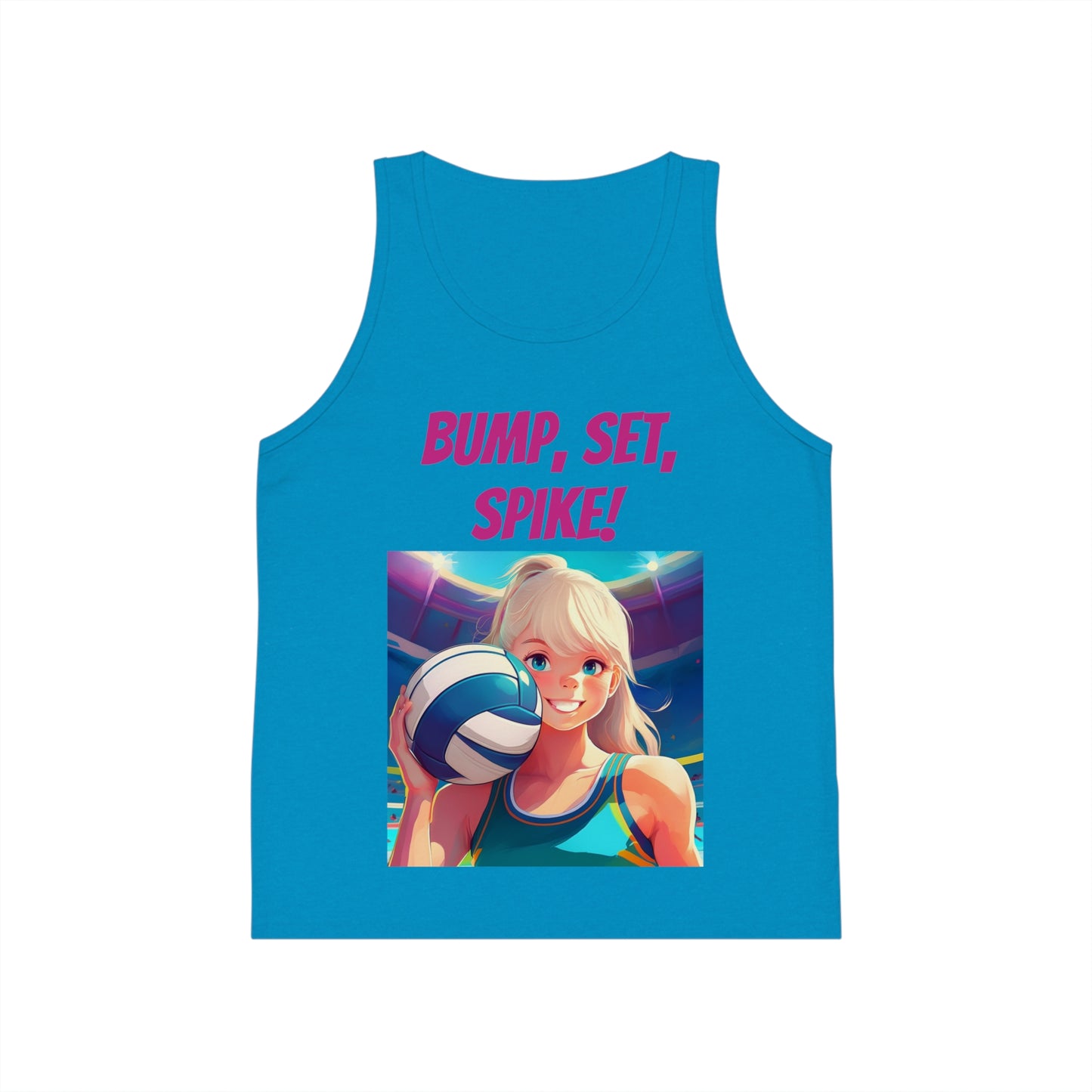 Kid's Jersey Tank Top - Bump, Set, Spike! Volleyball Design