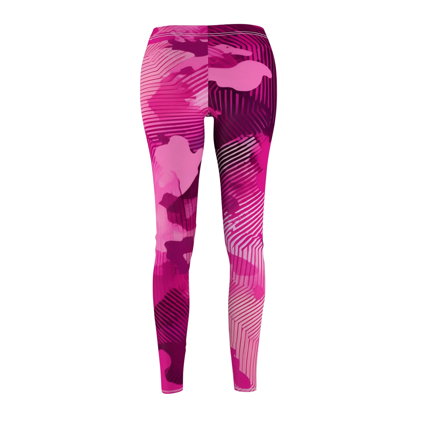 Women’s Pink Abstract Leggings – Vibrant Cut & Sew Casual Activewear | Suede Skinny Fit Yoga Pants