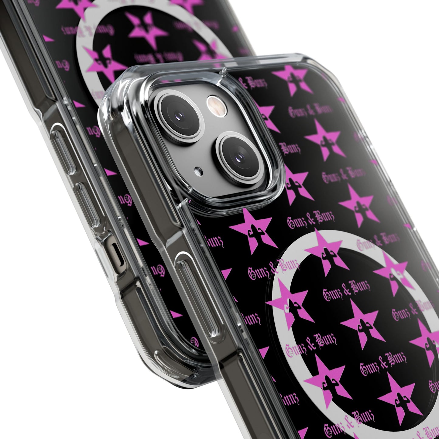Gunz & Bunz Magnetic Clear Impact Phone Case - Bold Star Design, Perfect for Fitness Enthusiasts
