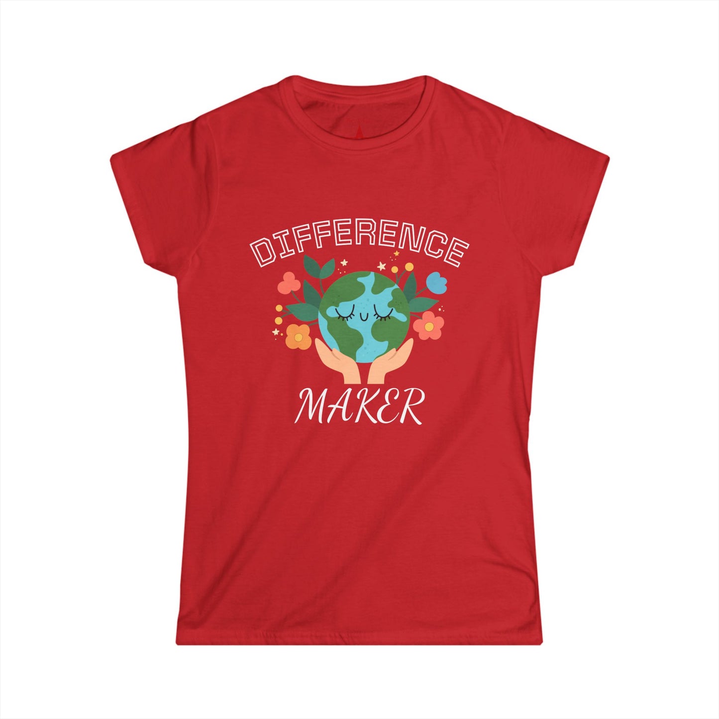 Eco-Friendly Difference Maker Tee | Women's Softstyle T-Shirt, Gifts for Earth Lovers, Sustainable Fashion, Environmental Awareness
