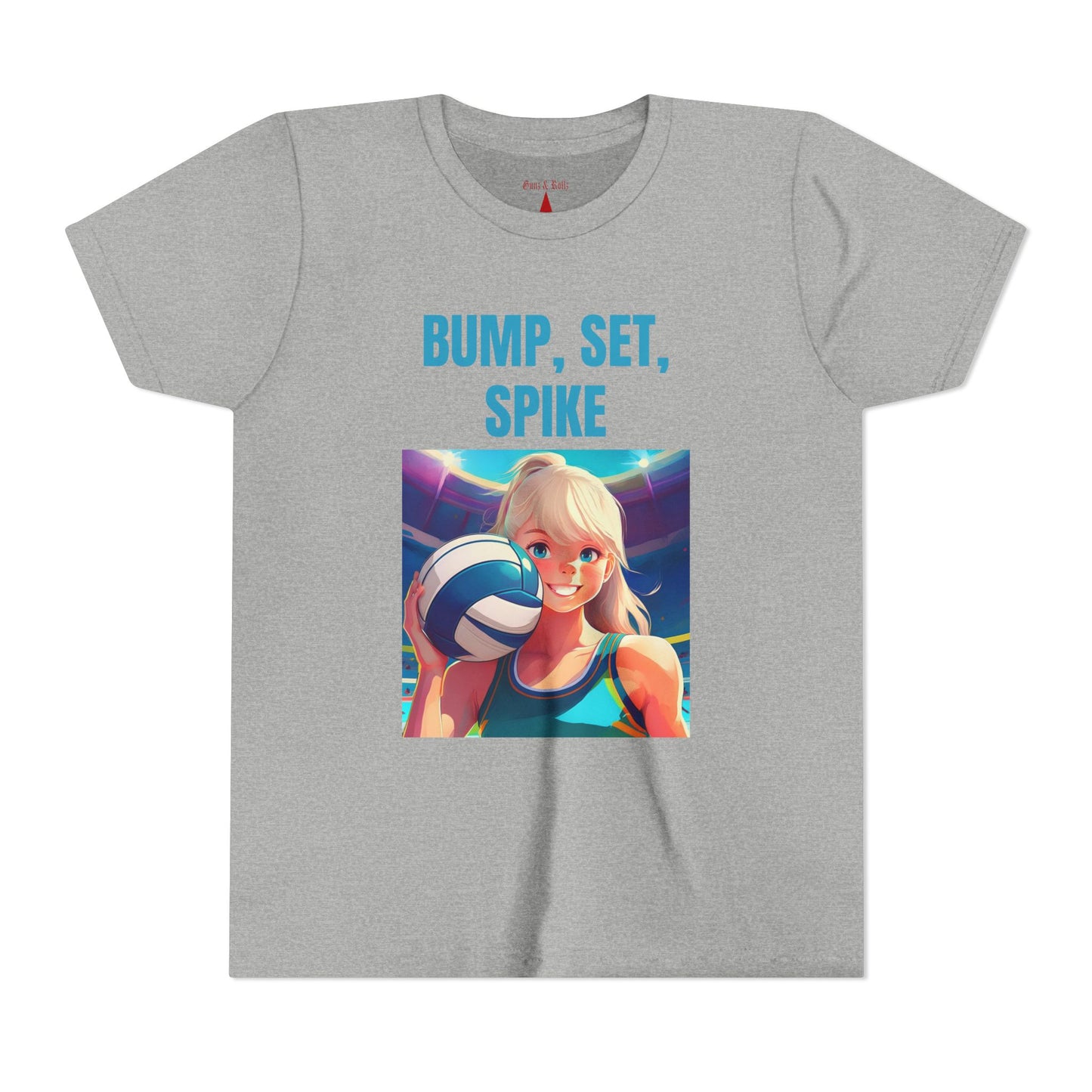 Youth Volleyball “Bump, Set, Spike” T-Shirt – Fun Sports Graphic Tee for Young Athletes | Soft Cotton Short Sleeve