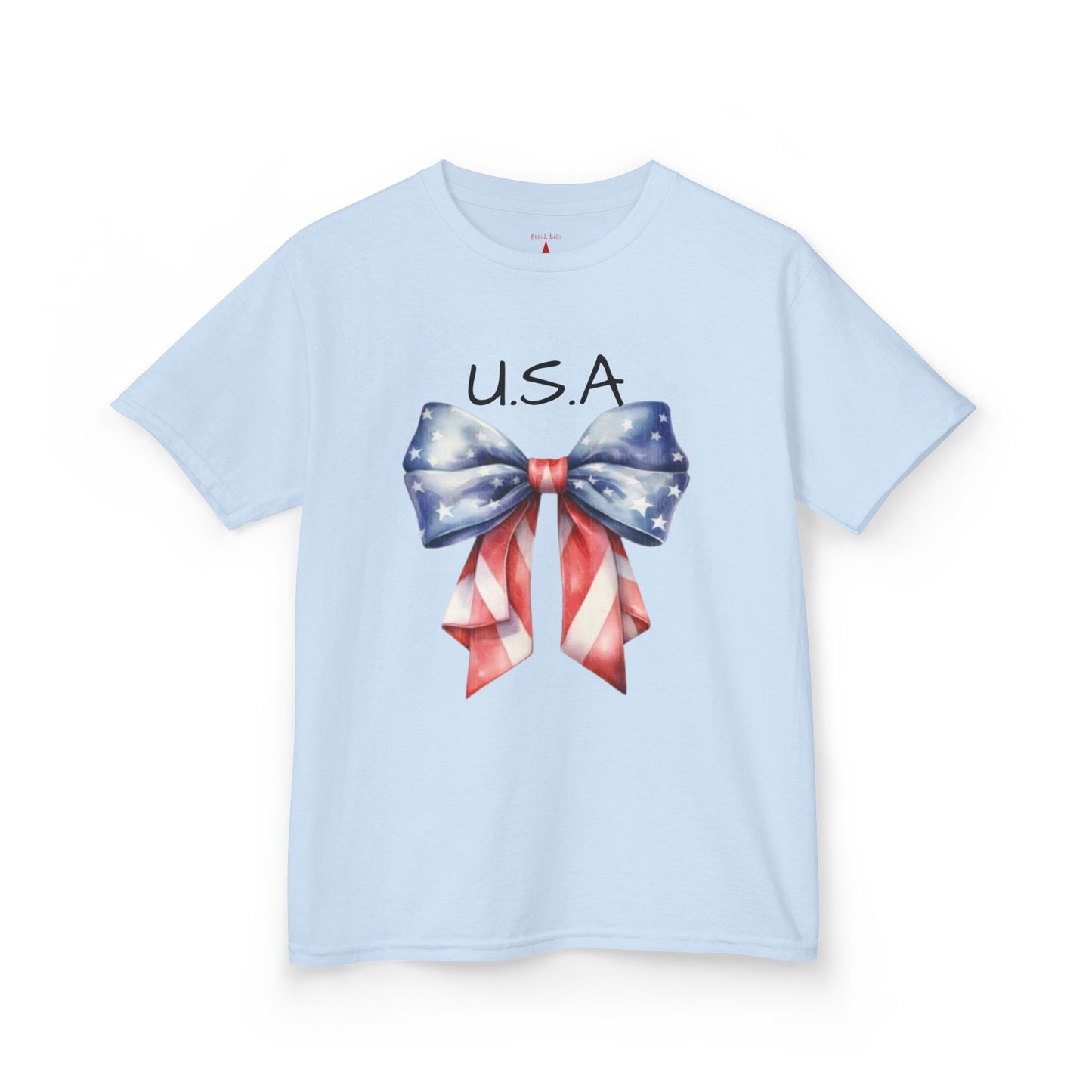 Patriotic Kids Tee - USA Bow Design, Independence Day Shirt, 4th of July Outfit, Kids' T-Shirt, American Pride Apparel