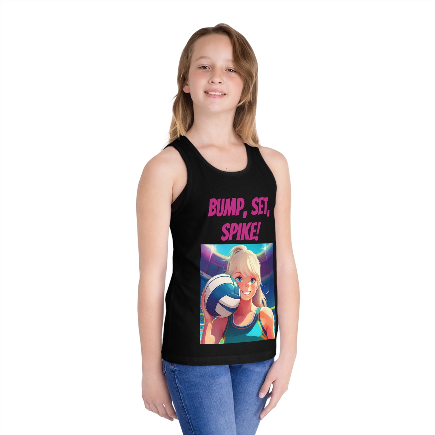 Kid's Jersey Tank Top - Bump, Set, Spike! Volleyball Design