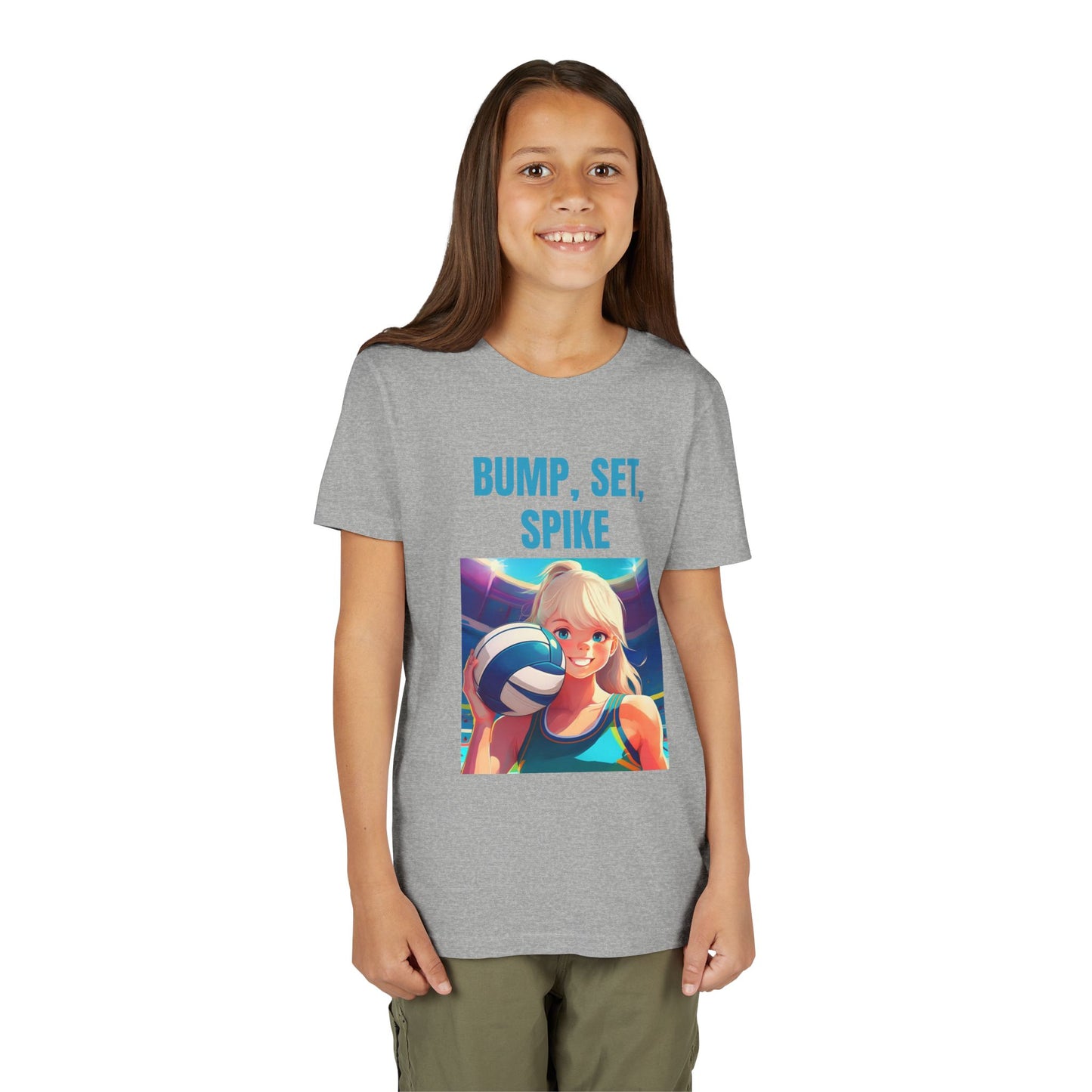 Youth Volleyball “Bump, Set, Spike” T-Shirt – Fun Sports Graphic Tee for Young Athletes | Soft Cotton Short Sleeve