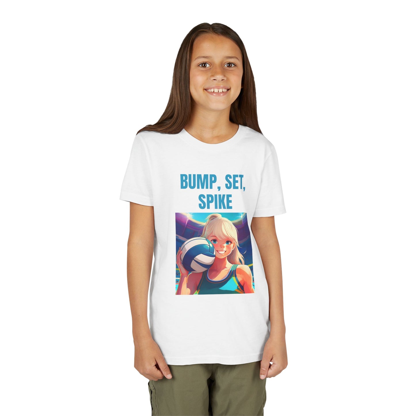 Youth Volleyball “Bump, Set, Spike” T-Shirt – Fun Sports Graphic Tee for Young Athletes | Soft Cotton Short Sleeve