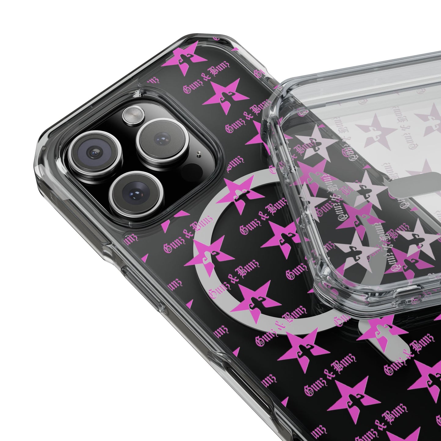 Gunz & Bunz Magnetic Clear Impact Phone Case - Bold Star Design, Perfect for Fitness Enthusiasts
